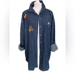 Vintage Cabin Creek Kittens at Play Embroidered Denim Button Down Sz M